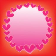 abstract pink heart with space for text on red background