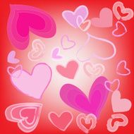 abstract magic colorful heart on red background