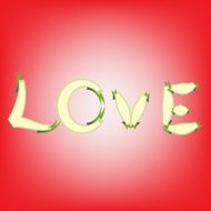 abstract magic love text on red background