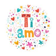 Ti amo I love you in Italian hand lettering design