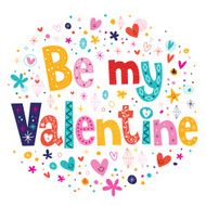 Be My Valentine retro typography lettering card