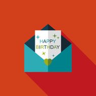 Happy birthday card flat icon with long shadow eps10 N62