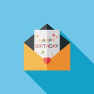 Happy birthday card flat icon with long shadow eps10 N63