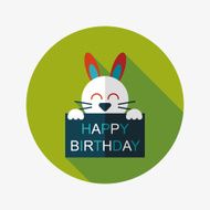 Happy birthday rabbit card flat icon with long shadow eps10 N28