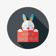 Happy birthday rabbit card flat icon with long shadow eps10 N29