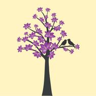 card with floral tree and love bird