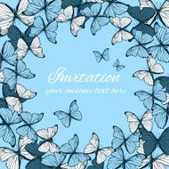 Invitation card template with butterfly ornament