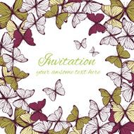 Invitation card template with butterfly ornament N2