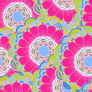 Vector seamless hand-drawn pattern with flowers and leaves N13
