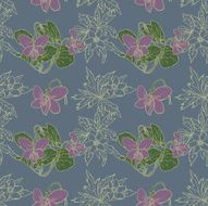 eamless pattern with violets and anemones circuits