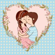 Loving boy and girl kissing