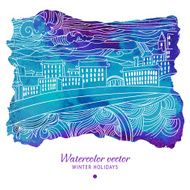 Winter abstract drawing card