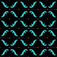 Seamless pattern with blue flowers on a black background