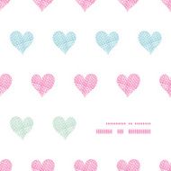 Colorful polka dot textile hearts center frame seamless pattern background