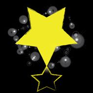 Abstract bokeh gold star on black background