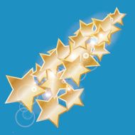 abstract bokeh gold star on blue background