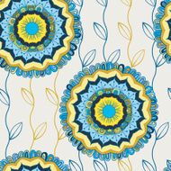 Vector seamless hand-drawn pattern with flowers and leaves N14