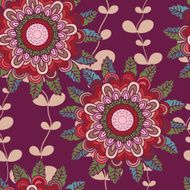 Vector seamless hand-drawn pattern with flowers and leaves N15