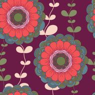 Vector seamless hand-drawn pattern with flowers and leaves N16