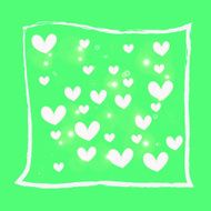 white heart on green background