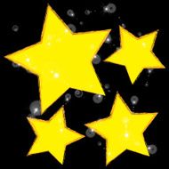 Abstract bokeh gold star on black background N3