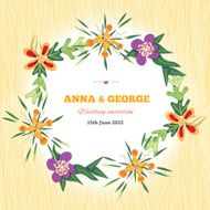 Wedding invitation with beautiful stylized flowers