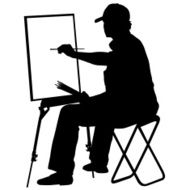 Silhouette artist at work on a white background vector illustr N5