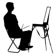 Silhouette artist at work on a white background vector illustr N6