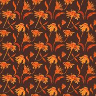 Watercolor Retro seamless pattern with flowers N4