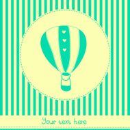 Vintage hot air balloon on striped background