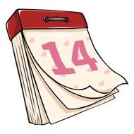 Vector Cartoon Tear-off Calendar Febrary 14 Valentines Day N2