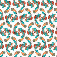 Vector seamless hand-drawn pattern with flowers and leaves N17