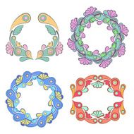 Floral wreath frame with flowers and leaves vector illustration N2