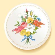 Baroque bouquet of wildflowers on white plate N4