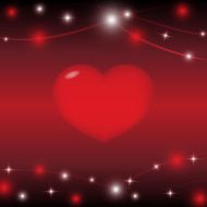 red heart on background with light star