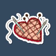 Pin cushion in a heart shape