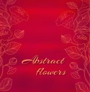 sketch of flowers on a red watercolor background in vintage N2