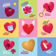 attractive colorful love set