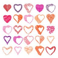 Hearts symbols vector set different shapes and textures N3
