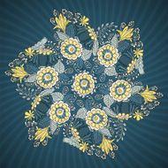Round lace pattern with flowers and leaves N2