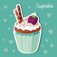 Sweet cupcakes Colorful tasty vector N3