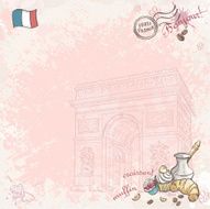 Background image on France with cupcakes and croissants