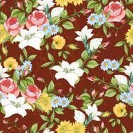 Seamless Pattern with Vintage Wildflowers N3