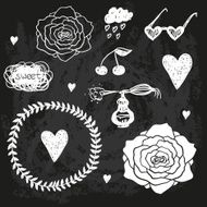 vector set of chalk doodles on chalkboard N2