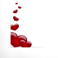 Hearts on a white background