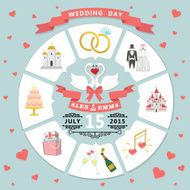Wedding invitation in infographic style Swans couple N2