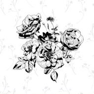 Black and White floral greeting card N2