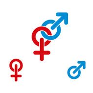 Male and female symbols combination vector icon isolated