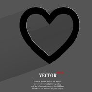 Heart Flat modern web button with long shadow and space N2