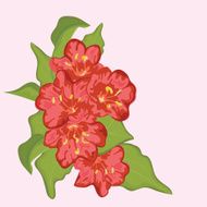Vector flowers with green leaves N2